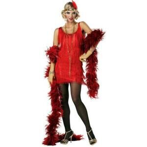 California Costumes Flapper Dress Red Fringe + Headband Adult Medium Womens